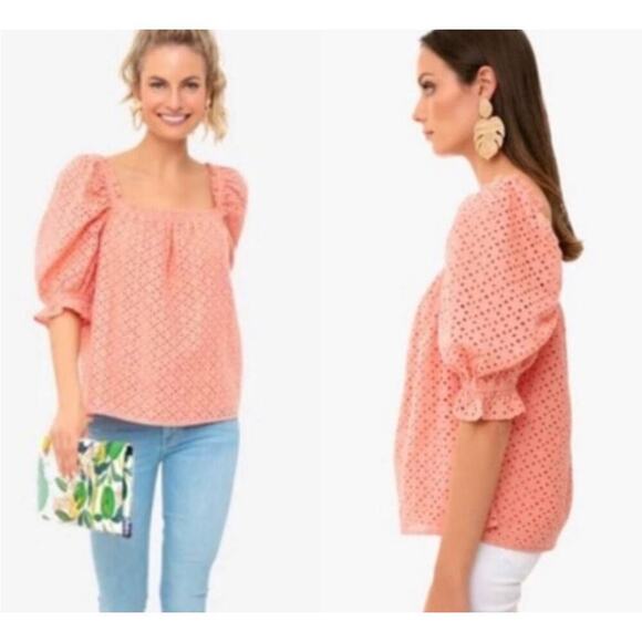 Pomander Place Iris Coral Eyelet Top Size XS - Picture 1 of 5